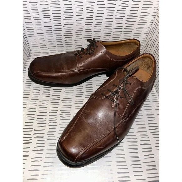 CLARKS Glenrise Over Leather Derby Oxford Walnut Brown Ortholite Mens size 10.5 - Picture 2 of 9
